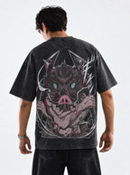 Boar Head – Black T-Shirt – model shot | Demon Slayer