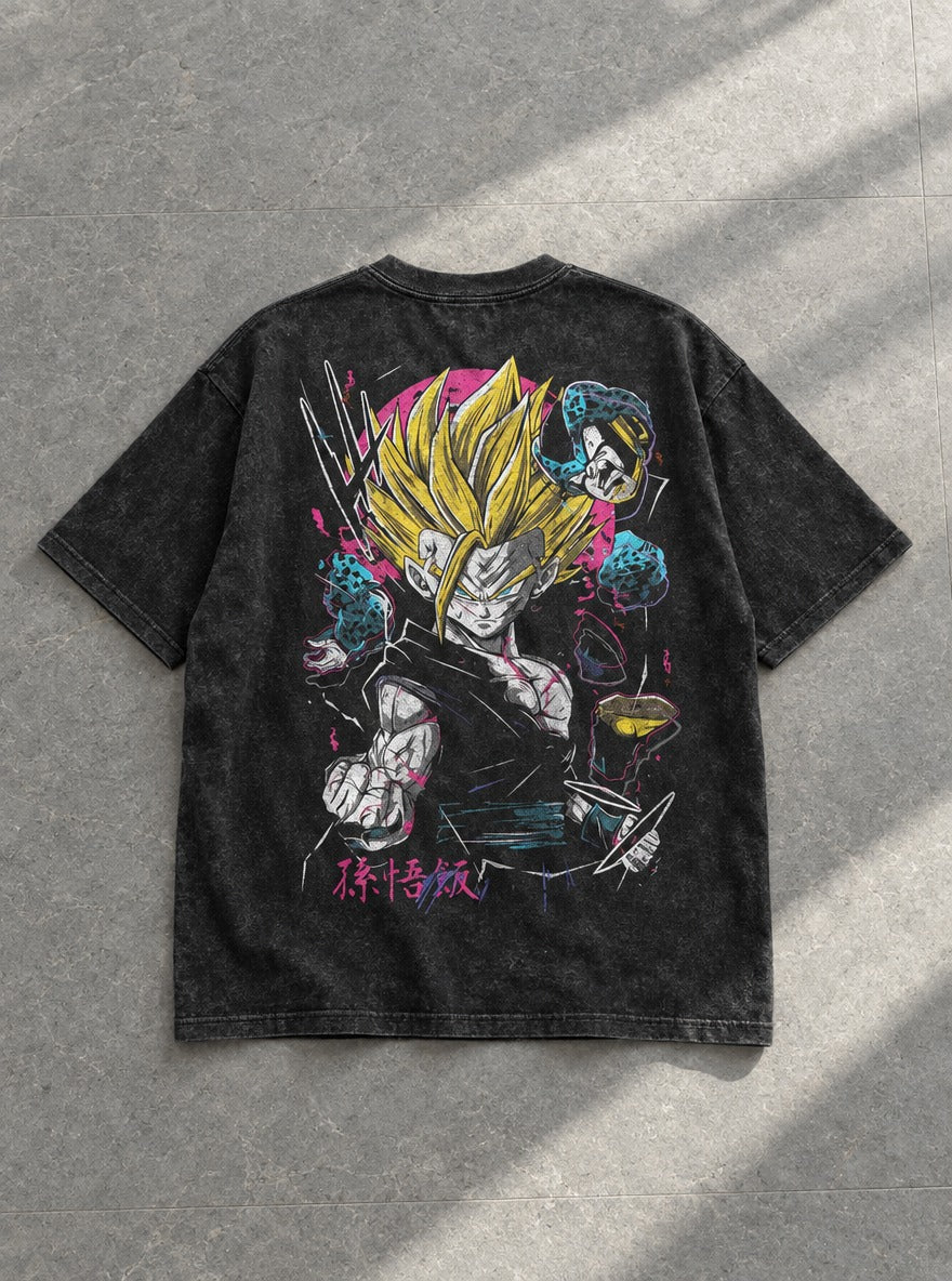 Gohan vs Cell – T-Shirt – flat-lay | Dragon Ball