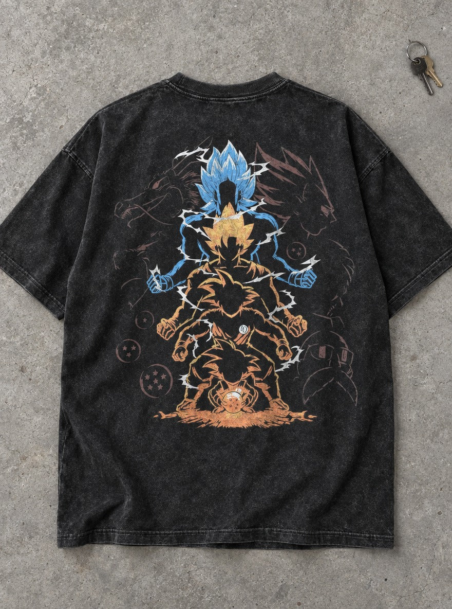 Goku Evolution – T-Shirt – flat-lay | Dragon Ball