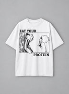 Eat Your Protein AOT – White Tee – mockup | Meme Tees