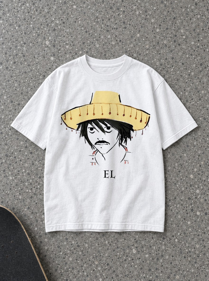 El D Note – White Tee – flat-lay | Meme Tees