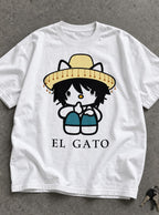 El Gato – White Tee – flat-lay | Meme Tees