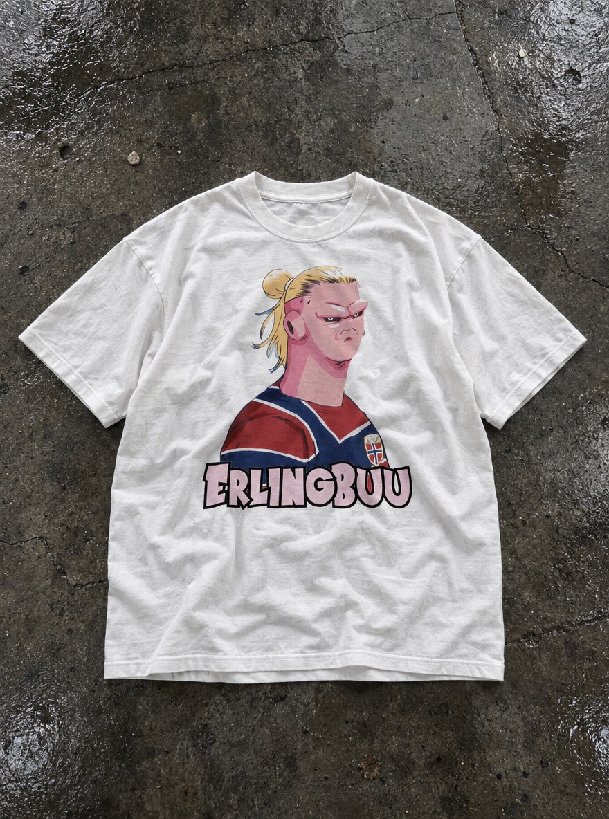 Erling Buu – White Tee – flat-lay | Meme Tees