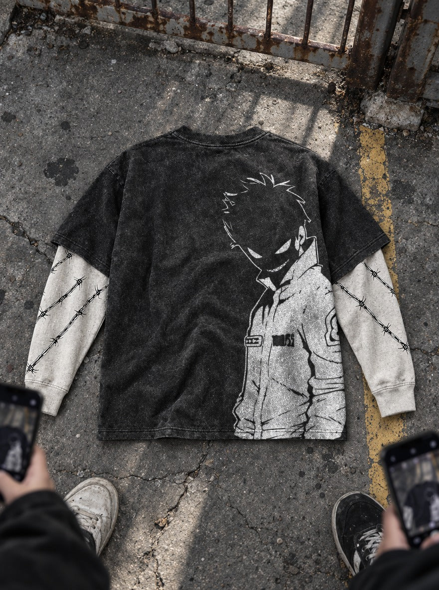 Grinning Shadow – Double Sleeves – flat-lay | Fire Force