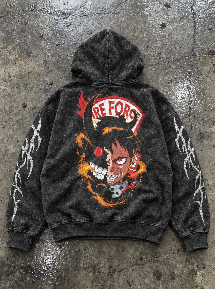 Infernal Split – Hoodie – flat-lay | Fire Force
