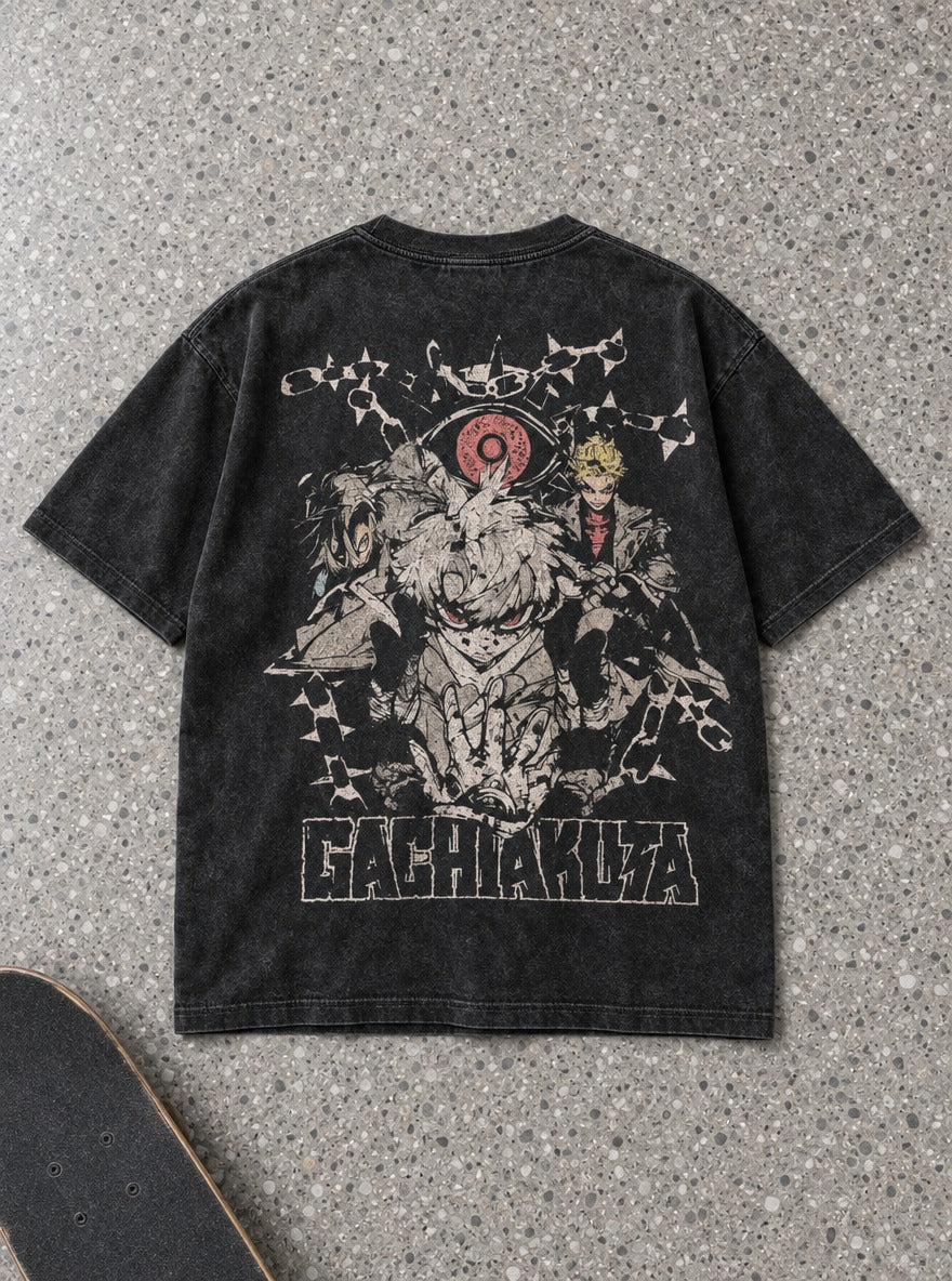 Enjin & Trash Beast – T-Shirt – flat-lay | Gachiakuta