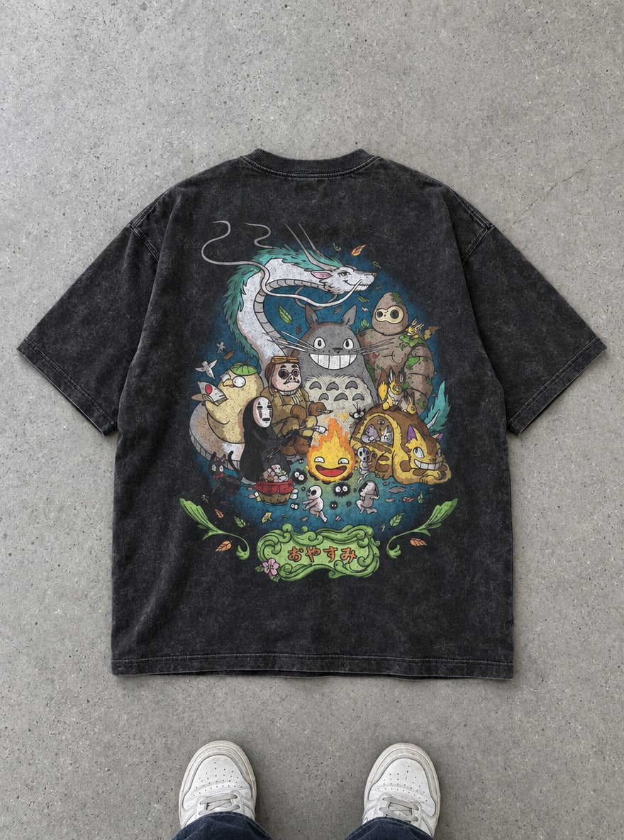 Calcifer Campfire – T-Shirt – flat-lay | Ghibli