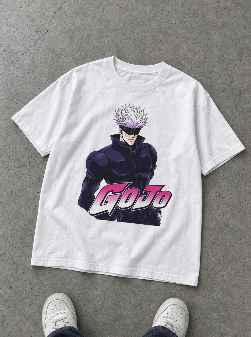 Go Jojo – White Tee – flat-lay | Meme Tees