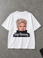 Gojo Ramsey – White Tee – flat-lay | Meme Tees