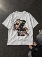 Gyro Zeppeli Monster – White Tee – flat-lay | Meme Tees