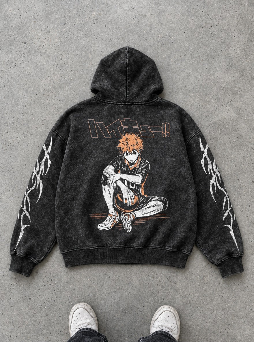 Hinata Courtside – Hoodie – flat-lay | Haikyuu