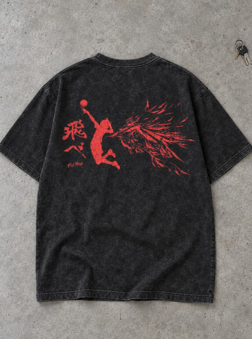 Hinata Crimson Leap – T-Shirt – flat-lay | Haikyuu