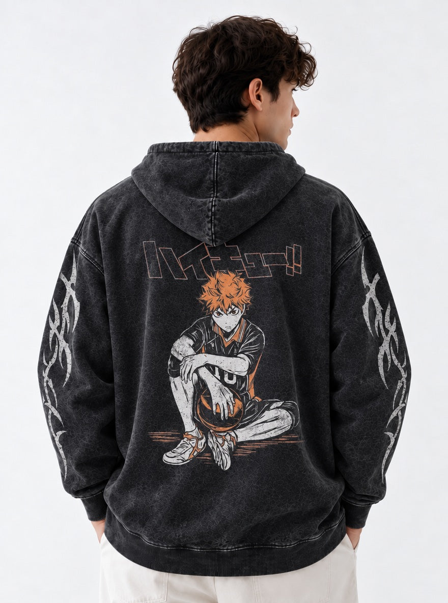 Hinata Courtside – Hoodie – model shot | Haikyuu