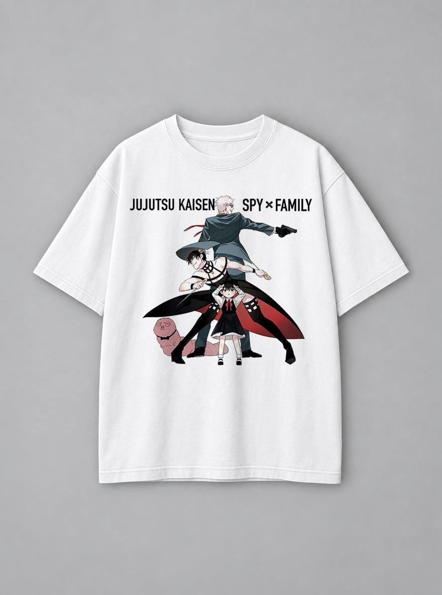 JJK x Spy x Family – White Tee – mockup | Meme Tees