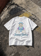 Johnny Toestar – White Tee – flat-lay | Meme Tees