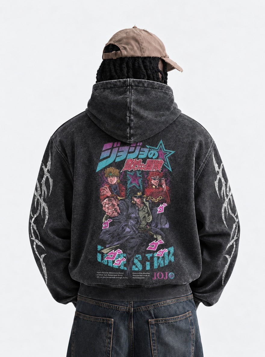 Joestar Showdown – Hoodie – model shot | JoJo