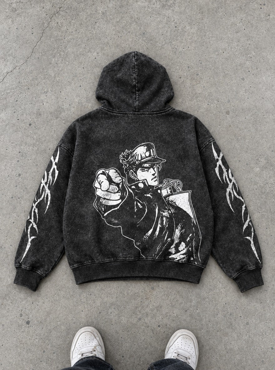 Jotaro Point – Hoodie – flat-lay | JoJo