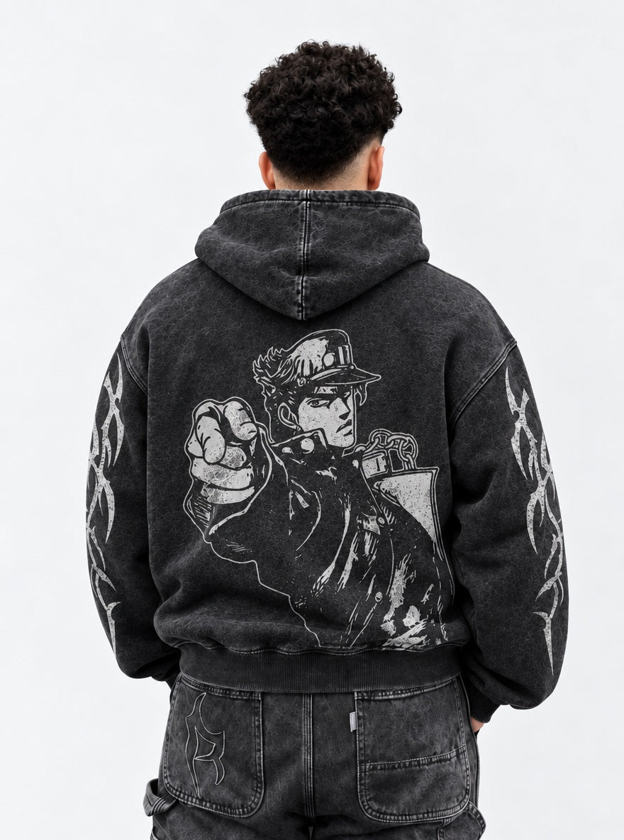 Jotaro Point – Hoodie – model shot | JoJo