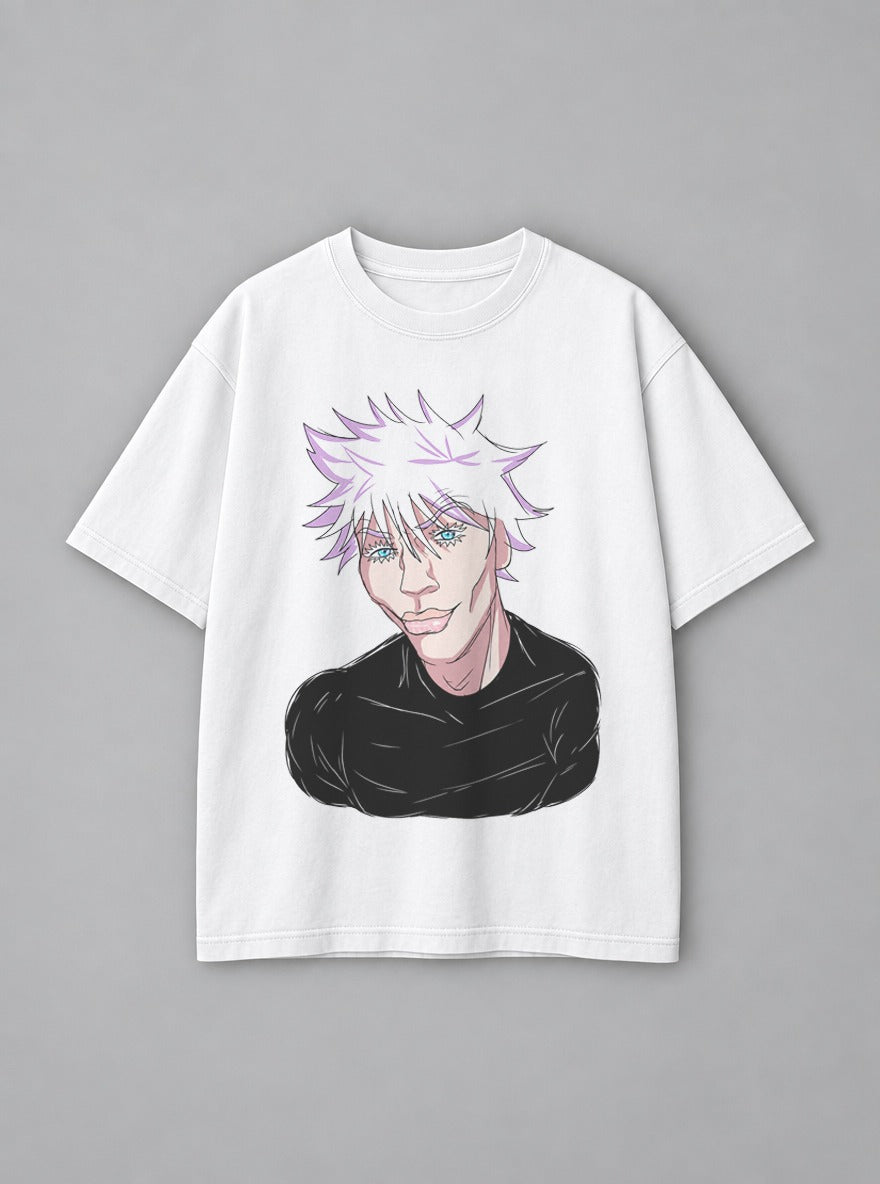 Big Lips Gojo – White Tee – mockup | Jujutsu Kaisen