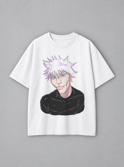 Big Lips Gojo – White Tee – mockup | Jujutsu Kaisen