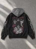 Choso Piercing Blood – Black & Grey Hoodie – flat-lay | Jujutsu Kaisen