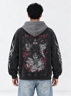 Choso Piercing Blood – Black & Grey Hoodie – model shot | Jujutsu Kaisen