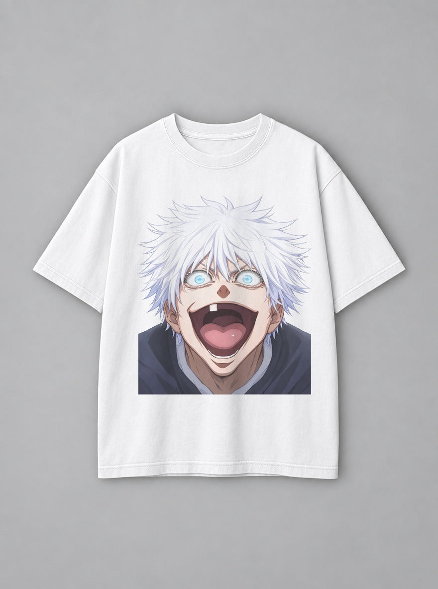 Gap Tooth Gojo – White Tee – mockup | Jujutsu Kaisen