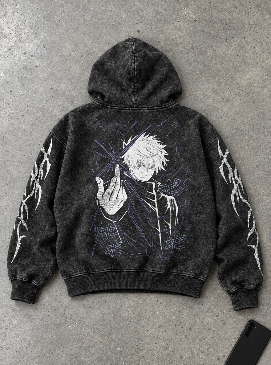 Gojo Infinite Void – Hoodie – flat-lay | Jujutsu Kaisen