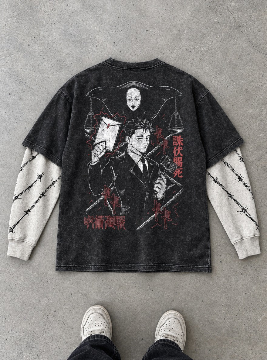 Higuruma Verdict – Double Sleeves – flat-lay | Jujutsu Kaisen