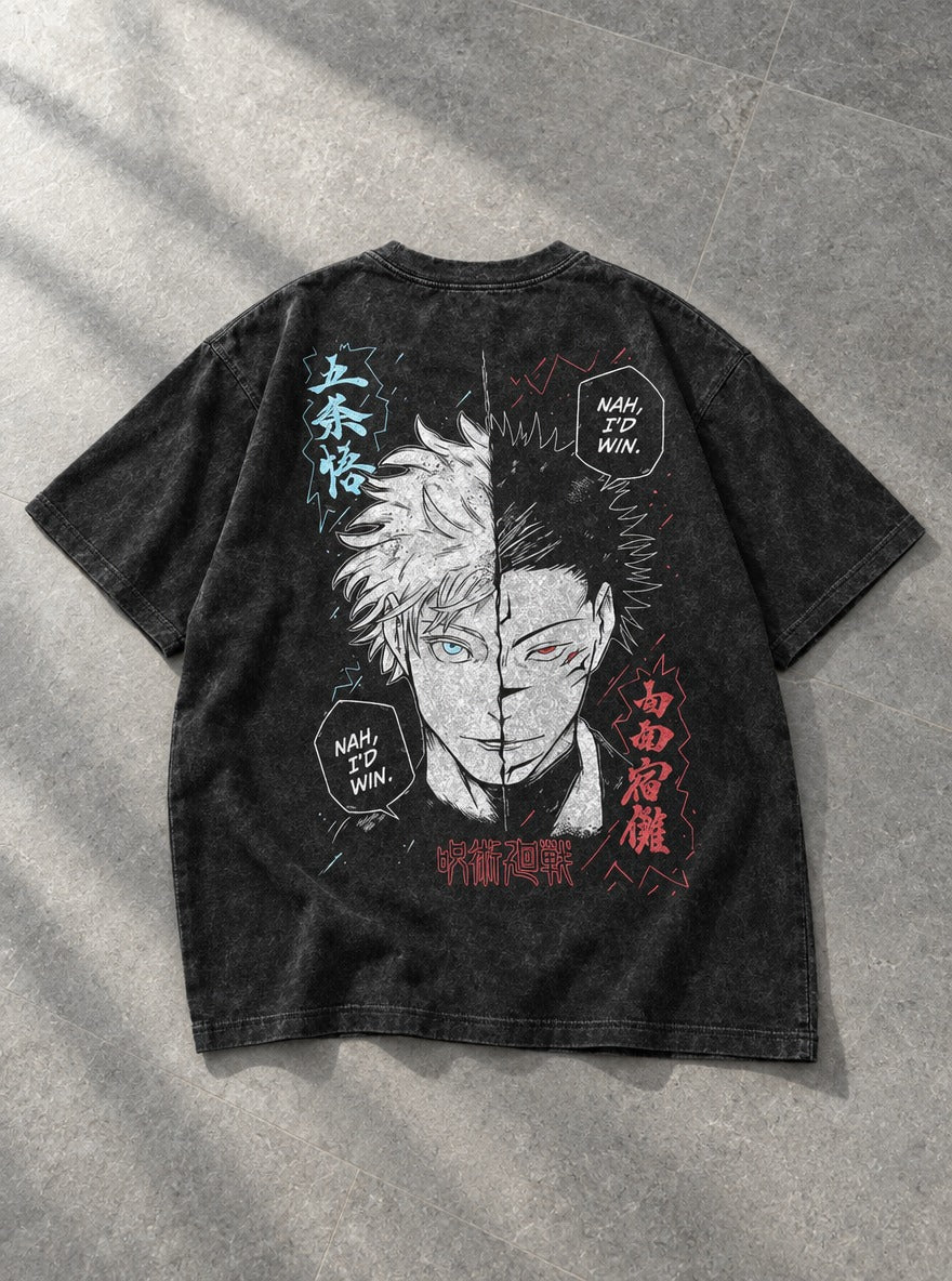 Nah, I'd Win – T-Shirt – flat-lay | Jujutsu Kaisen