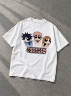Jujutsu Kaisen Powerpuff – White Tee – flat-lay | Meme Tees