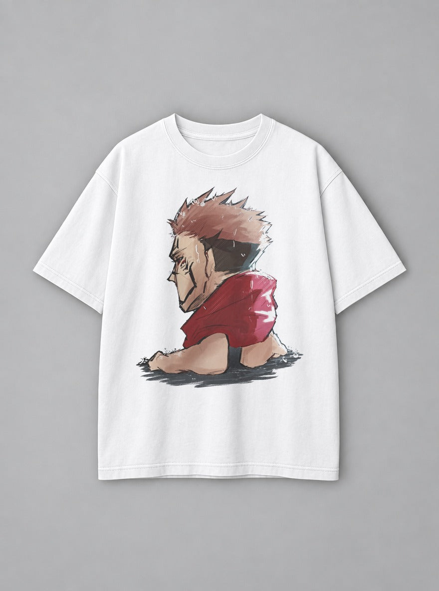Sad Yuji – White Tee – mockup | Jujutsu Kaisen