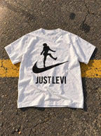 Just Levi – White Tee – flat-lay | Meme Tees