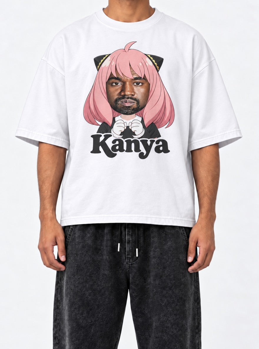 Kanya – White Tee – model shot | Meme Tees