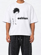 L Esbian – White Tee – model shot | Meme Tees