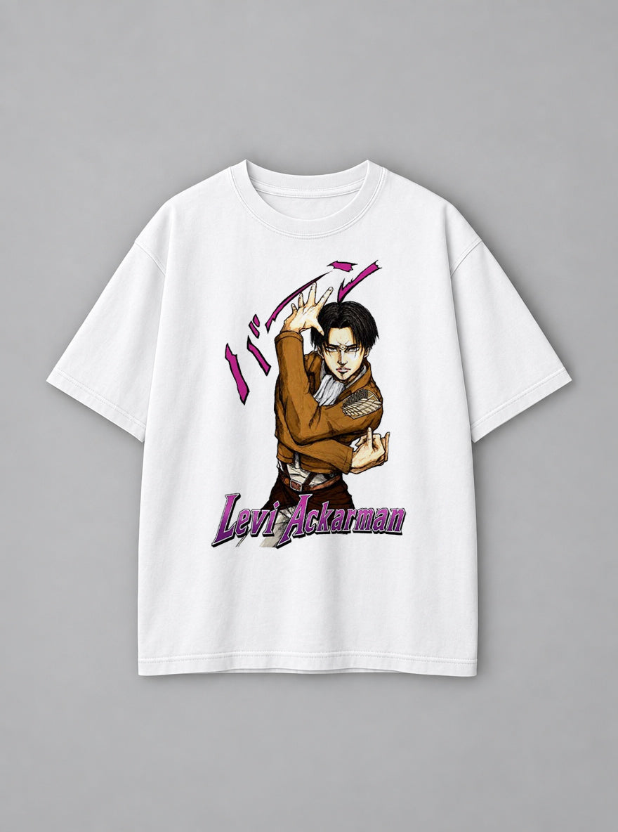 Levi Ackerman – White Tee – mockup | Meme Tees