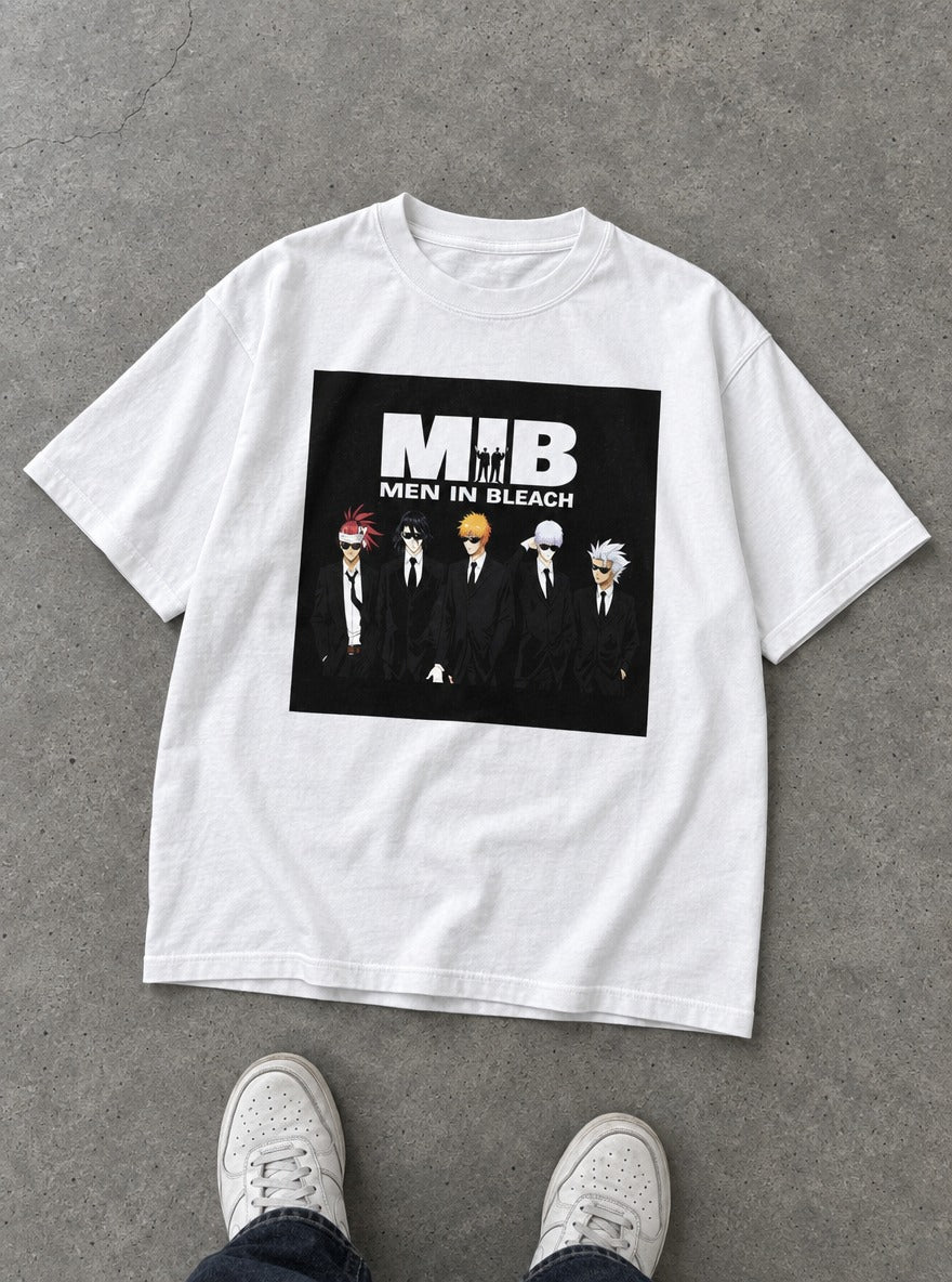 Men in Bleach – White Tee – flat-lay | Meme Tees