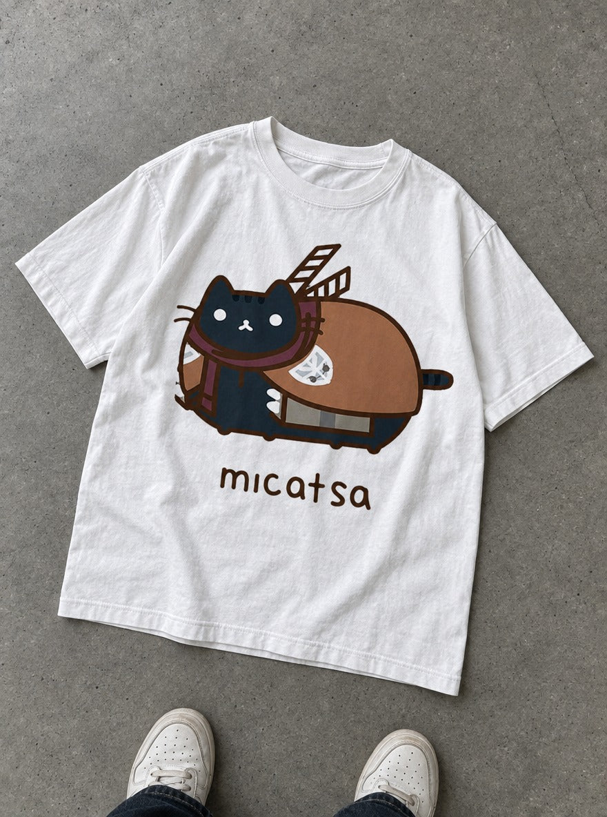 Micatsa – White Tee – flat-lay | Meme Tees