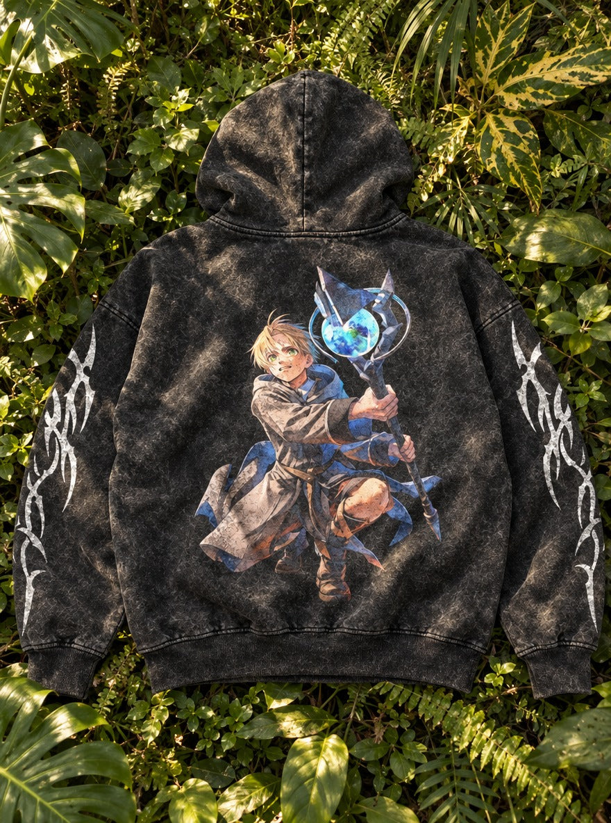 Arcane Reach – Hoodie – flat-lay | Mushoku Tensei