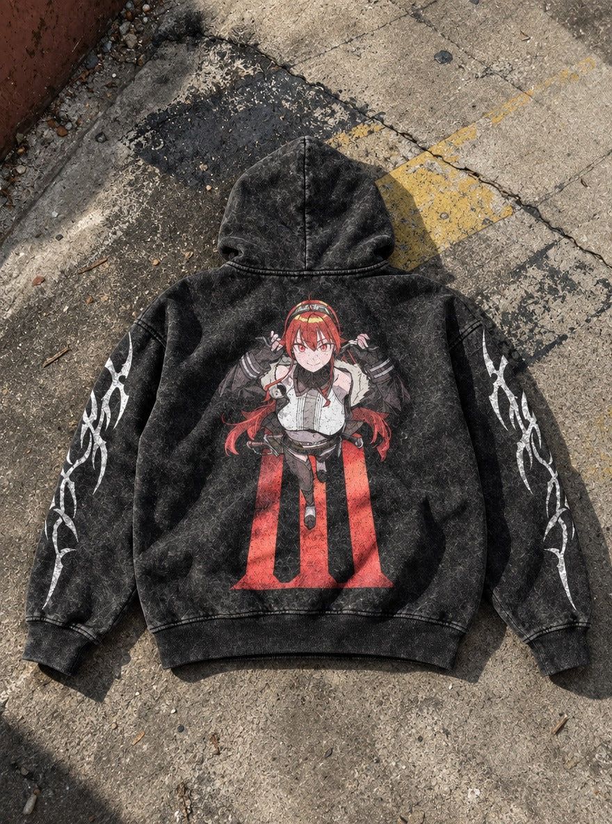 Crimson Stride – Hoodie – flat-lay | Mushoku Tensei