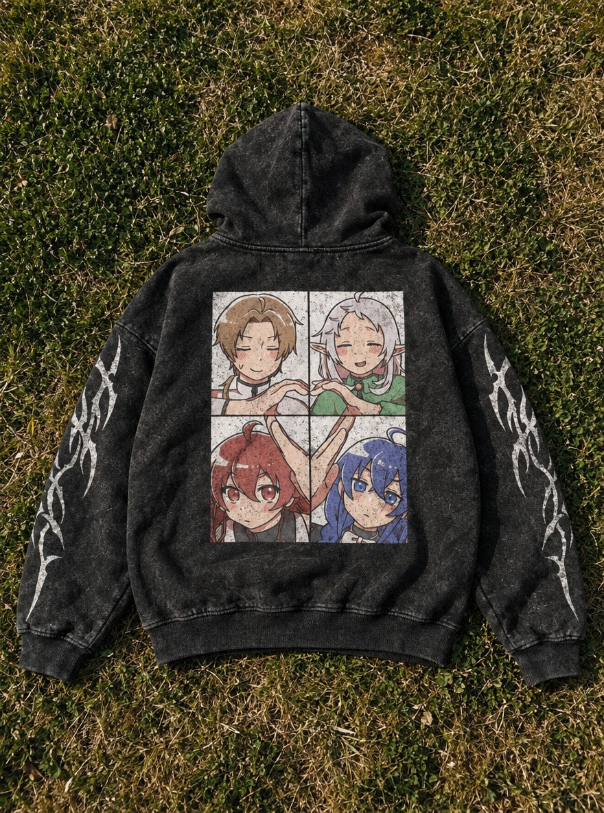 Heartbound Quartet – Hoodie – flat-lay | Mushoku Tensei