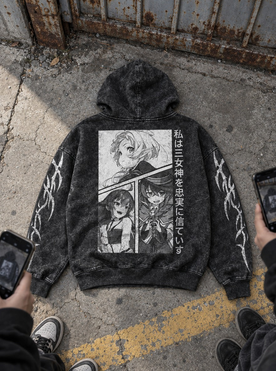 Panel Harmony – Hoodie – flat-lay | Mushoku Tensei