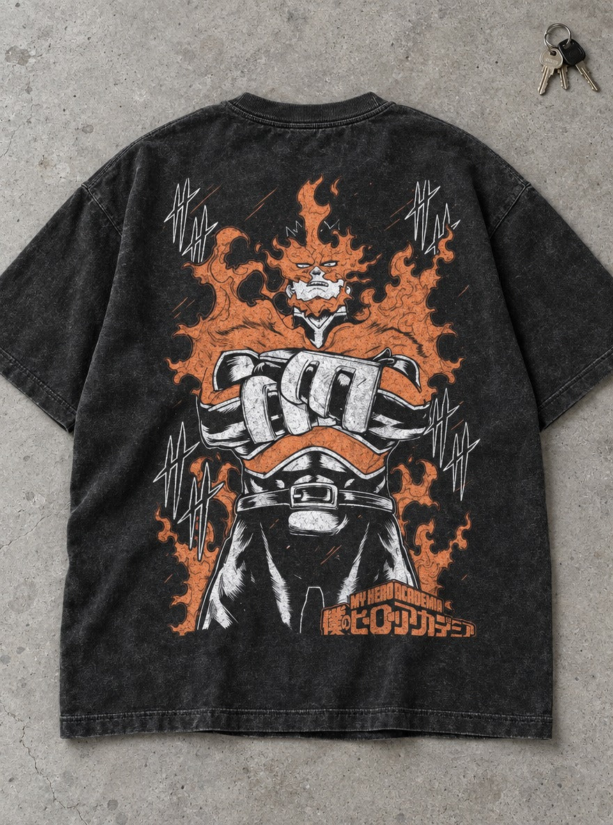 Endeavor Flames – T-Shirt – flat-lay | My Hero Academia