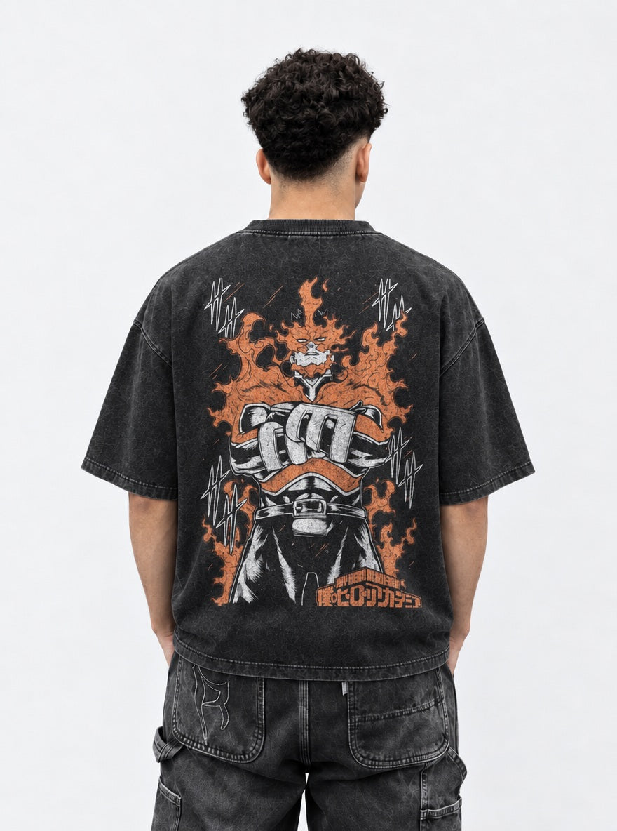 Endeavor Flames – T-Shirt – model shot | My Hero Academia