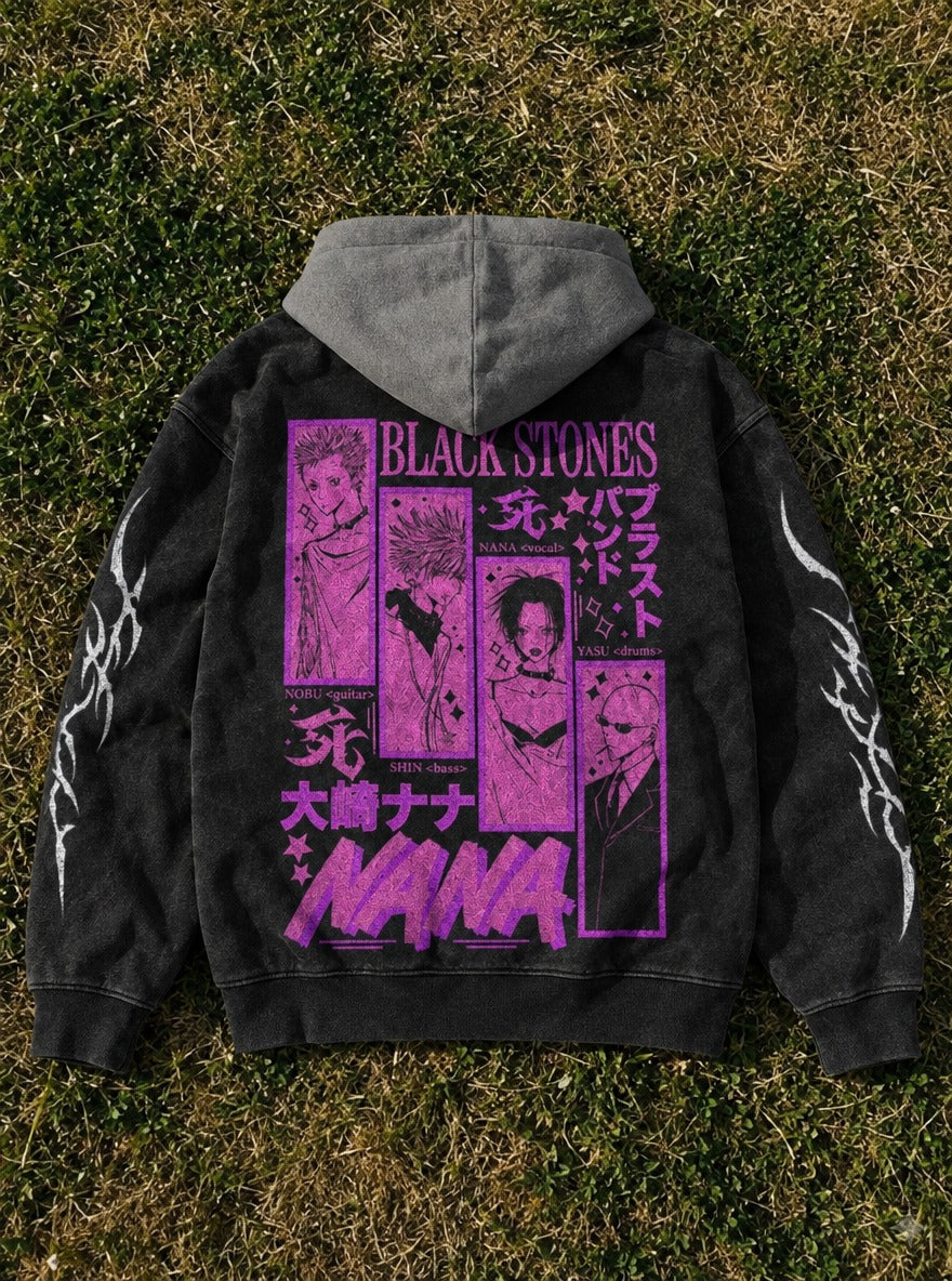 Panel Parade – Black & Grey Hoodie – flat-lay | Nana