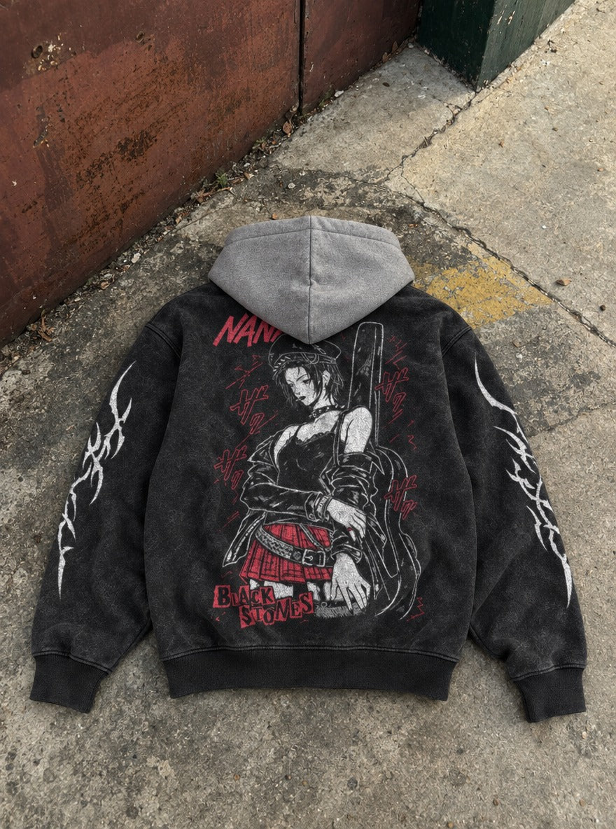 Plaid Rebel – Black & Grey Hoodie – flat-lay | Nana