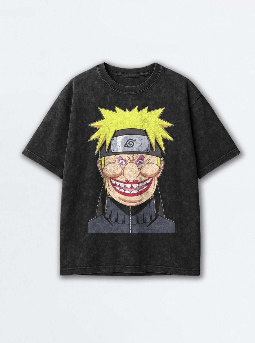 Old Man Naruto – Black Acid Wash Tee – mockup | Naruto