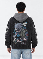Kakashi Strike – Black & Grey Hoodie – model shot | Naruto
