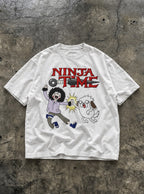 Ninja Time – White Tee – flat-lay | Meme Tees