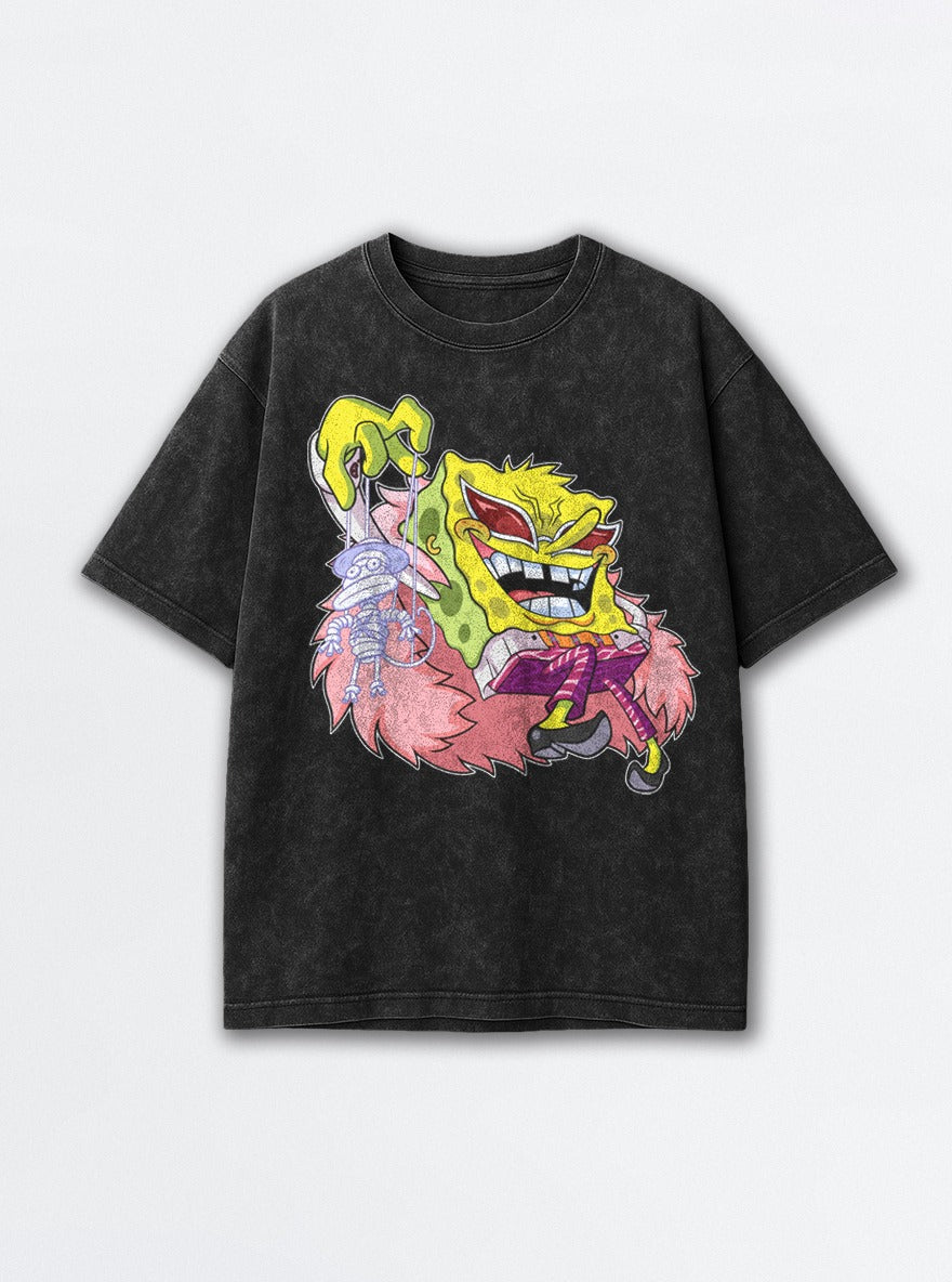 Doflamingo SquarePants – Black Acid Wash Tee – mockup | One Piece
